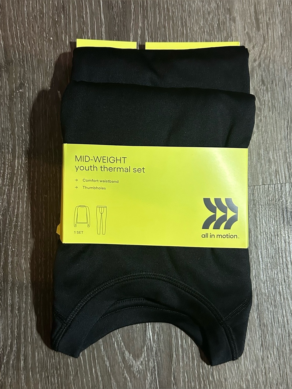New Kids Large 10/12 Black Thermal 2 Piece Set All In Motion